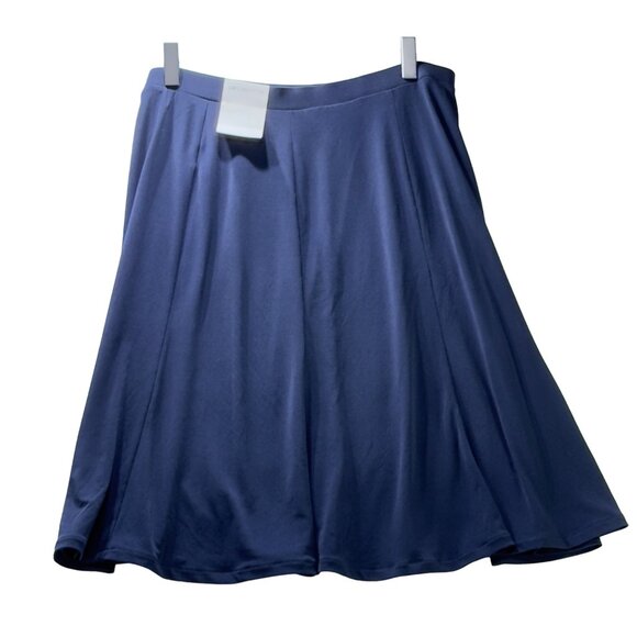 LIZ CLAIBORNE Women's Darkest Sky Blue A-Line Skirt Size Polyester Stretch L - Picture 6 of 12